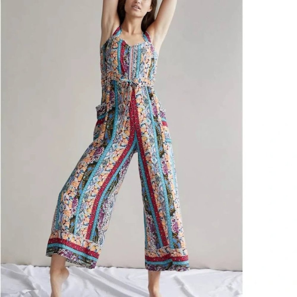 Calais Floral Striped Wide Leg Jumpsuit